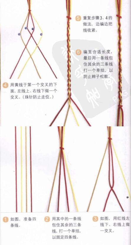 新手入門細繩手鏈編法（史上最全的手繩手鏈基本編法）(31)