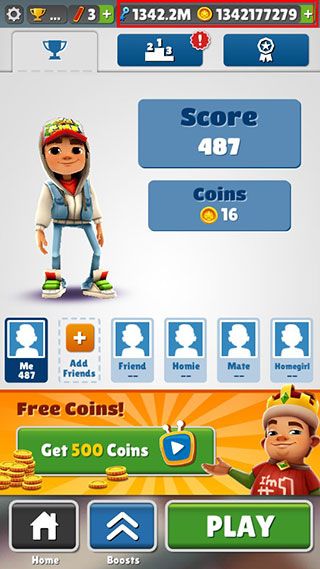 地鐵跑酷0金幣解鎖所有人物滑板(Subway Surf)
